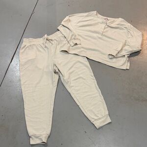 Victoria's Secret Waffle Cream Lounge Set